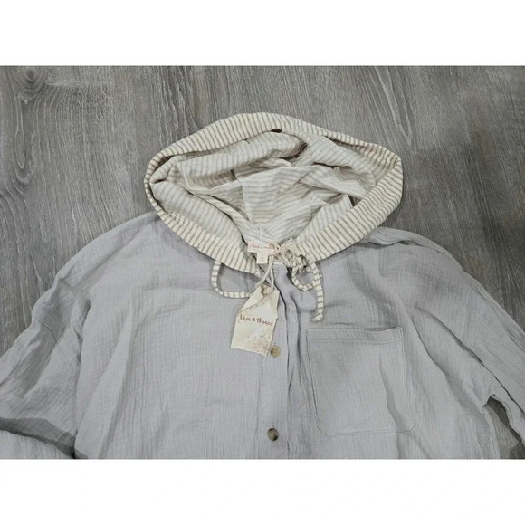 Nwt Hem & Thread Back To The Beach Gauze Hoodie sz L - Picture 4 of 5